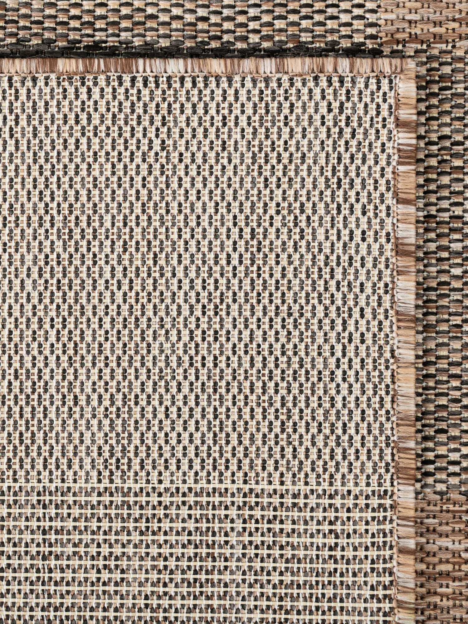 Black and Brown 2' x 5' 3 Outdoor Checkered Runner Area Rug Weather Resistant for Patio, Deck, Terrace, Balcony, Porch 100% Polypropylene Geometric Carpet for Sale at Rug Engine