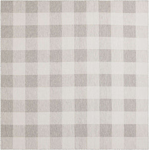 Gray 10' x 10' Outdoor Checkered Square Area Rug Weather Resistant for Patio, Deck, Terrace, Balcony, Porch 100% Polypropylene Geometric Carpet for Sale at Rug Engine