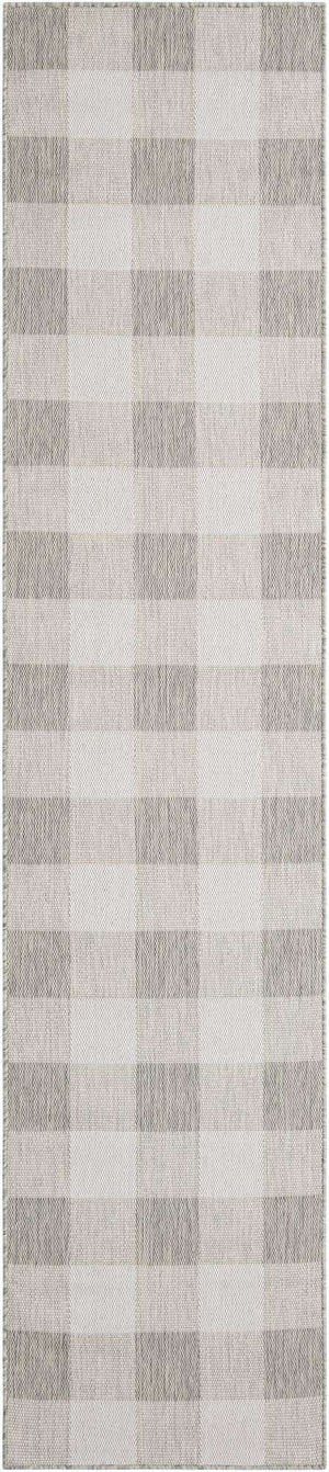 Gray 2' 7 x 12' Outdoor Checkered Runner Area Rug Weather Resistant for Patio, Deck, Terrace, Balcony, Porch 100% Polypropylene Geometric Carpet for Sale at Rug Engine