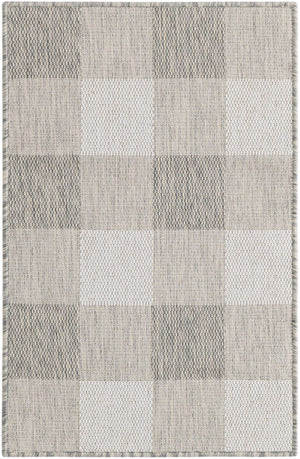 Gray 2' x 3' 1 Outdoor Checkered Rectangle Area Rug Weather Resistant for Patio, Deck, Terrace, Balcony, Porch 100% Polypropylene Geometric Carpet for Sale at Rug Engine