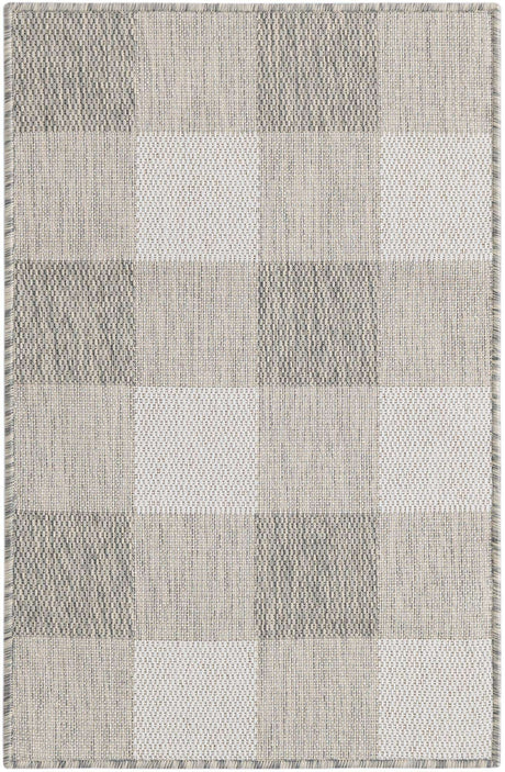 Gray 2' x 3' 1 Outdoor Checkered Rectangle Area Rug Weather Resistant for Patio, Deck, Terrace, Balcony, Porch 100% Polypropylene Geometric Carpet for Sale at Rug Engine