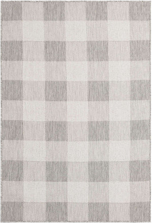 Gray 4' 1 x 6' 1 Outdoor Checkered Rectangle Area Rug Weather Resistant for Patio, Deck, Terrace, Balcony, Porch 100% Polypropylene Geometric Carpet for Sale at Rug Engine