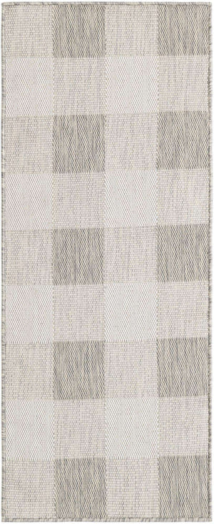 Gray 2' x 5' 3 Outdoor Checkered Runner Area Rug Weather Resistant for Patio, Deck, Terrace, Balcony, Porch 100% Polypropylene Geometric Carpet for Sale at Rug Engine