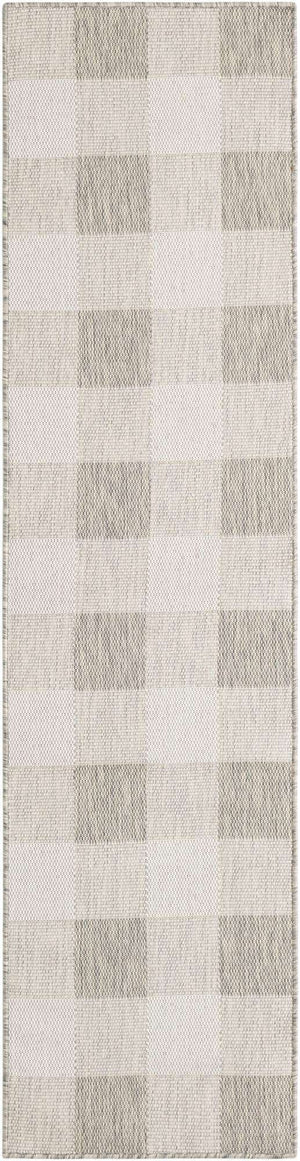 Gray 2' x 8' Outdoor Checkered Runner Area Rug Weather Resistant for Patio, Deck, Terrace, Balcony, Porch 100% Polypropylene Geometric Carpet for Sale at Rug Engine