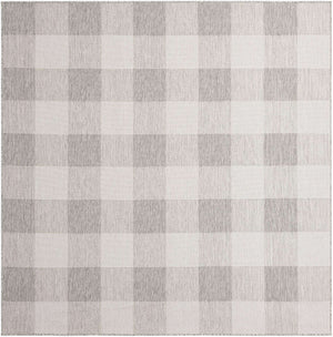 Gray 7' 10 x 7' 10 Outdoor Checkered Square Area Rug Weather Resistant for Patio, Deck, Terrace, Balcony, Porch 100% Polypropylene Geometric Carpet for Sale at Rug Engine
