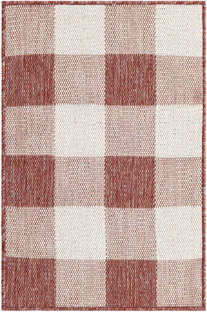 Red 2' x 3' 1 Outdoor Checkered Rectangle Area Rug Weather Resistant for Patio, Deck, Terrace, Balcony, Porch 100% Polypropylene Geometric Carpet for Sale at Rug Engine