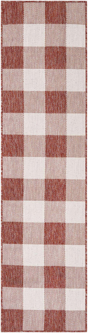 Red 2' x 8' Outdoor Checkered Runner Area Rug Weather Resistant for Patio, Deck, Terrace, Balcony, Porch 100% Polypropylene Geometric Carpet for Sale at Rug Engine