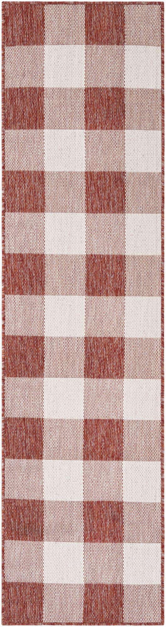 Red 2' x 8' Outdoor Checkered Runner Area Rug Weather Resistant for Patio, Deck, Terrace, Balcony, Porch 100% Polypropylene Geometric Carpet for Sale at Rug Engine
