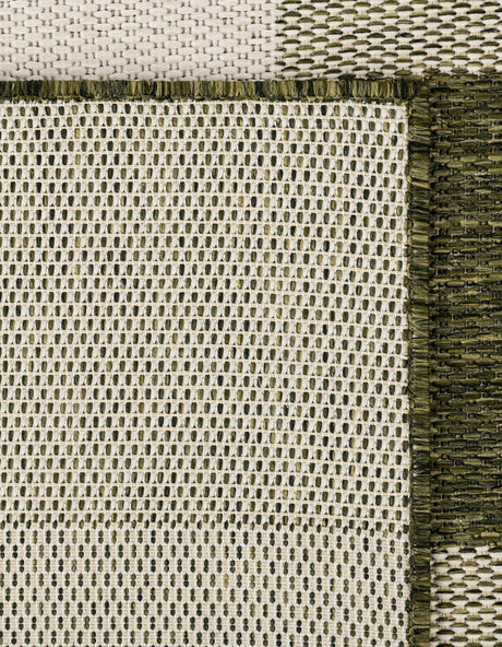 Green 9' x 12' Outdoor Checkered Rectangle Area Rug Weather Resistant for Patio, Deck, Terrace, Balcony, Porch 100% Polypropylene Geometric Carpet for Sale at Rug Engine