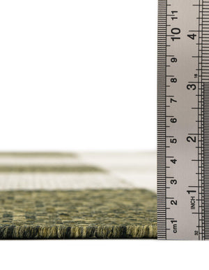 Green 6' 1 x 6' 1 Outdoor Checkered Round Area Rug Weather Resistant for Patio, Deck, Terrace, Balcony, Porch 100% Polypropylene Geometric Carpet for Sale at Rug Engine