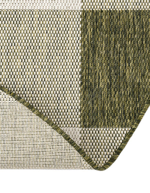 Green 6' 1 x 6' 1 Outdoor Checkered Round Area Rug Weather Resistant for Patio, Deck, Terrace, Balcony, Porch 100% Polypropylene Geometric Carpet for Sale at Rug Engine