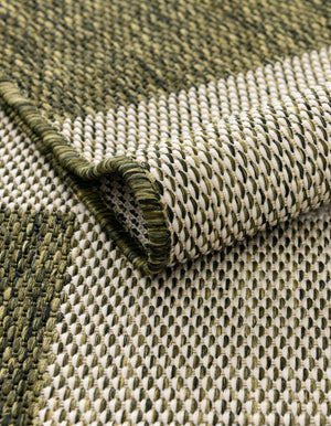 Green 2' x 8' Outdoor Checkered Runner Area Rug Weather Resistant for Patio, Deck, Terrace, Balcony, Porch 100% Polypropylene Geometric Carpet for Sale at Rug Engine