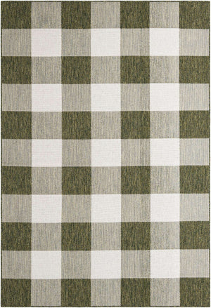 Green 6' 1 x 9' Outdoor Checkered Rectangle Area Rug Weather Resistant for Patio, Deck, Terrace, Balcony, Porch 100% Polypropylene Geometric Carpet for Sale at Rug Engine