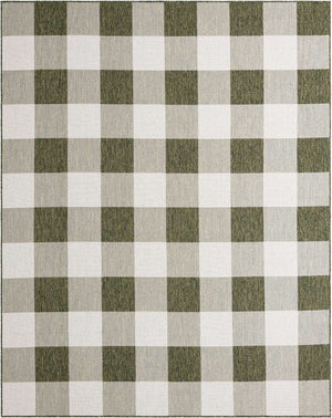 Green 7' 10 x 10' Outdoor Checkered Rectangle Area Rug Weather Resistant for Patio, Deck, Terrace, Balcony, Porch 100% Polypropylene Geometric Carpet for Sale at Rug Engine