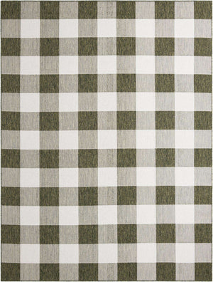 Green 9' x 12' Outdoor Checkered Rectangle Area Rug Weather Resistant for Patio, Deck, Terrace, Balcony, Porch 100% Polypropylene Geometric Carpet for Sale at Rug Engine