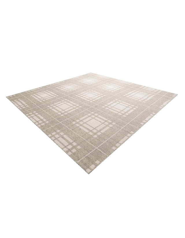 Gray 10' x 10' Outdoor Checkered Square Area Rug Weather Resistant for Patio, Deck, Terrace, Balcony, Porch 100% Polypropylene Geometric Carpet for Sale at Rug Engine