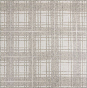 Gray 10' x 10' Outdoor Checkered Square Area Rug Weather Resistant for Patio, Deck, Terrace, Balcony, Porch 100% Polypropylene Geometric Carpet for Sale at Rug Engine