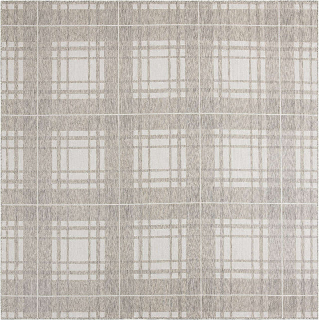 Gray 10' x 10' Outdoor Checkered Square Area Rug Weather Resistant for Patio, Deck, Terrace, Balcony, Porch 100% Polypropylene Geometric Carpet for Sale at Rug Engine
