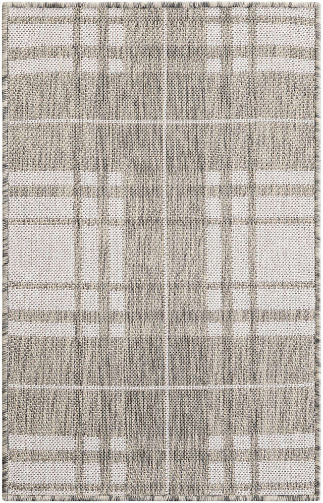 Gray 2' x 3' 1 Outdoor Checkered Rectangle Area Rug Weather Resistant for Patio, Deck, Terrace, Balcony, Porch 100% Polypropylene Geometric Carpet for Sale at Rug Engine