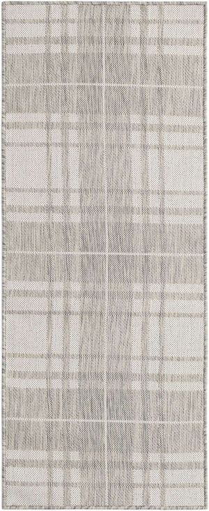 Gray 2' x 5' 3 Outdoor Checkered Runner Area Rug Weather Resistant for Patio, Deck, Terrace, Balcony, Porch 100% Polypropylene Geometric Carpet for Sale at Rug Engine