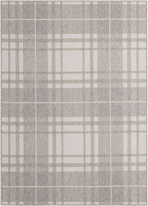 Gray 5' 3 x 7' 1 Outdoor Checkered Rectangle Area Rug Weather Resistant for Patio, Deck, Terrace, Balcony, Porch 100% Polypropylene Geometric Carpet for Sale at Rug Engine