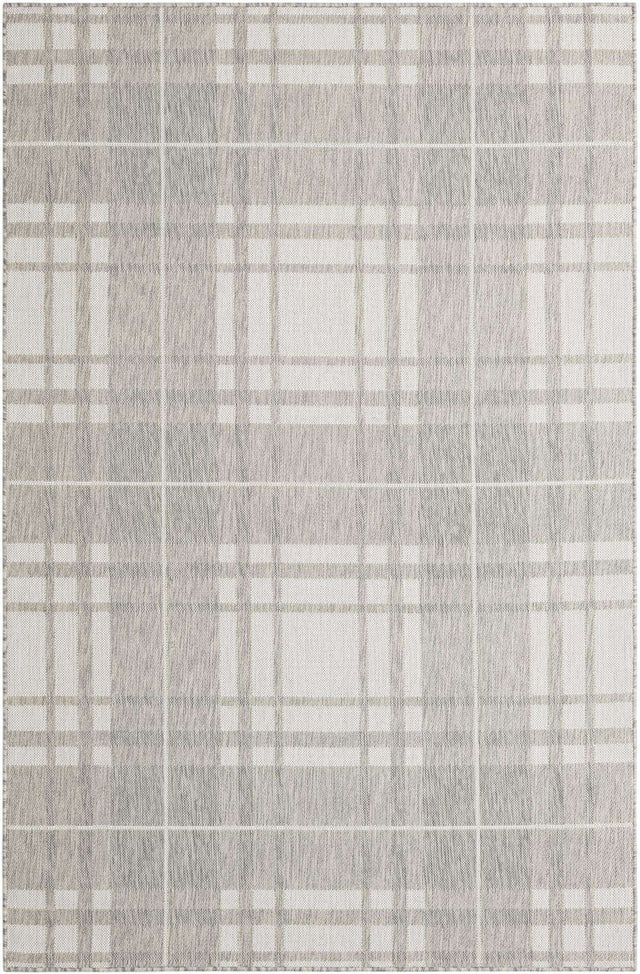 Gray 5' 3 x 8' Outdoor Checkered Rectangle Area Rug Weather Resistant for Patio, Deck, Terrace, Balcony, Porch 100% Polypropylene Geometric Carpet for Sale at Rug Engine