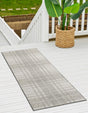 Gray 2' 7 x 12' Outdoor Checkered Runner Area Rug Weather Resistant for Patio, Deck, Terrace, Balcony, Porch 100% Polypropylene Geometric Carpet for Sale at Rug Engine