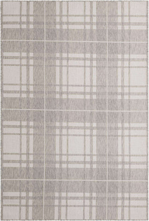 Gray 6' 1 x 9' Outdoor Checkered Rectangle Area Rug Weather Resistant for Patio, Deck, Terrace, Balcony, Porch 100% Polypropylene Geometric Carpet for Sale at Rug Engine