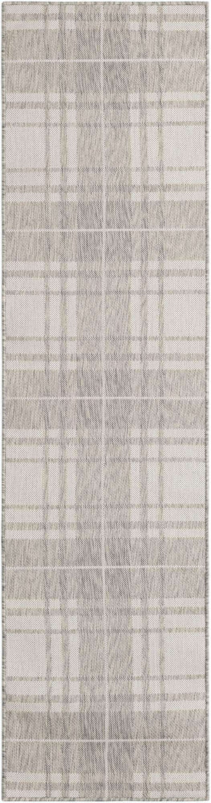 Gray 2' x 8' Outdoor Checkered Runner Area Rug Weather Resistant for Patio, Deck, Terrace, Balcony, Porch 100% Polypropylene Geometric Carpet for Sale at Rug Engine