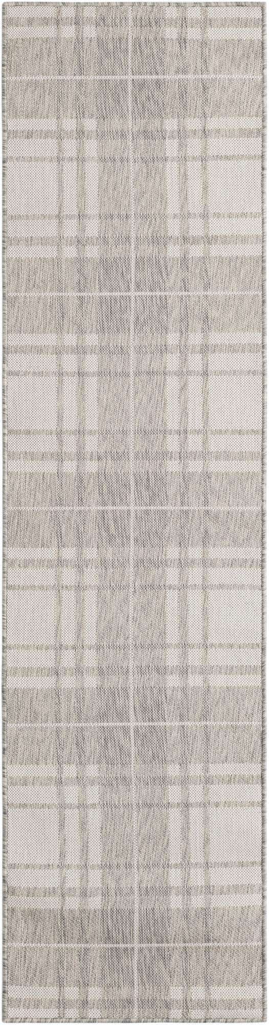 Gray 2' x 8' Outdoor Checkered Runner Area Rug Weather Resistant for Patio, Deck, Terrace, Balcony, Porch 100% Polypropylene Geometric Carpet for Sale at Rug Engine