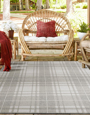 Gray 7' 10 x 7' 10 Outdoor Checkered Square Area Rug Weather Resistant for Patio, Deck, Terrace, Balcony, Porch 100% Polypropylene Geometric Carpet for Sale at Rug Engine