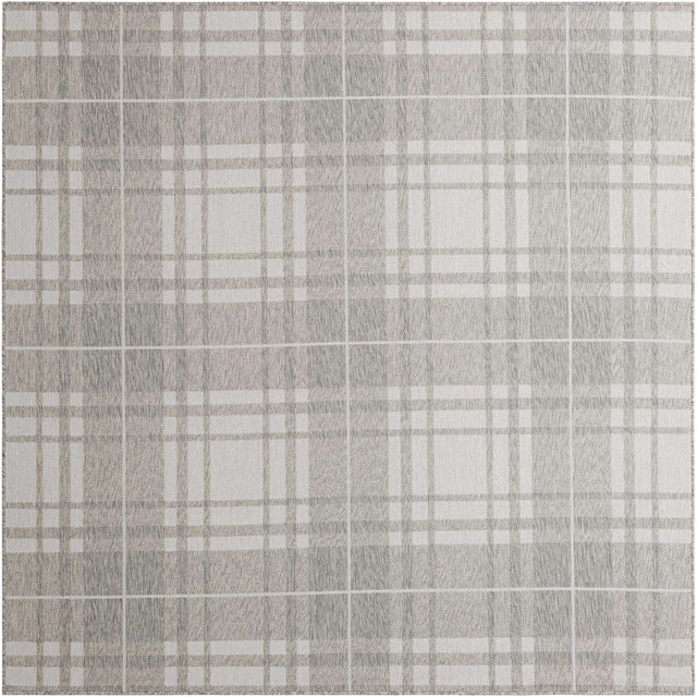 Gray 7' 10 x 7' 10 Outdoor Checkered Square Area Rug Weather Resistant for Patio, Deck, Terrace, Balcony, Porch 100% Polypropylene Geometric Carpet for Sale at Rug Engine