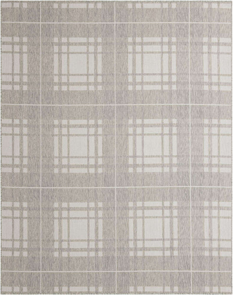Gray 8' x 10' Outdoor Checkered Rectangle Rug