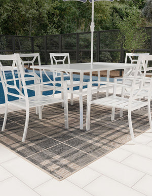 Black and Brown 5' 3 x 7' 1 Outdoor Checkered Rectangle Area Rug Weather Resistant for Patio, Deck, Terrace, Balcony, Porch 100% Polypropylene Geometric Carpet for Sale at Rug Engine
