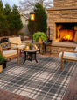Black and Brown 7' 10 x 7' 10 Outdoor Checkered Square Area Rug Weather Resistant for Patio, Deck, Terrace, Balcony, Porch 100% Polypropylene Geometric Carpet for Sale at Rug Engine