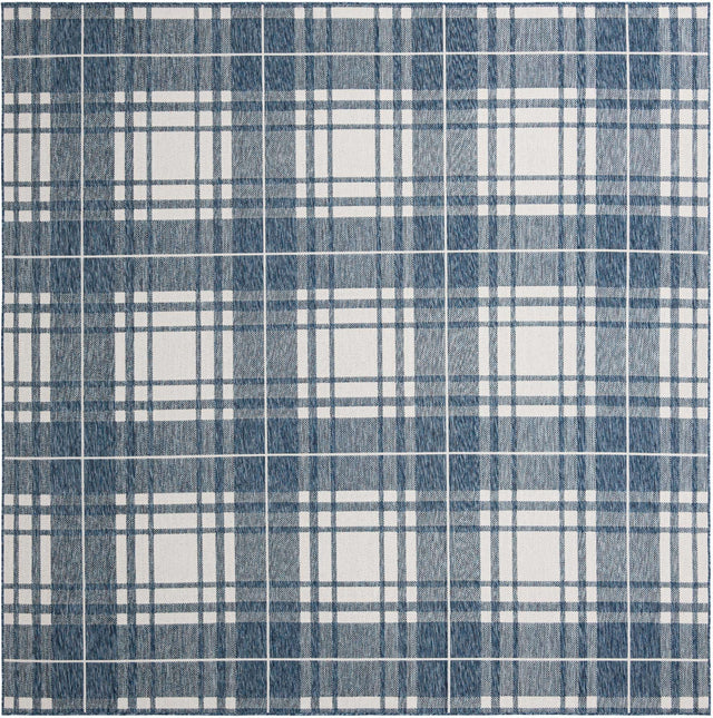 Blue 10' x 10' Outdoor Checkered Square Area Rug Weather Resistant for Patio, Deck, Terrace, Balcony, Porch 100% Polypropylene Geometric Carpet for Sale at Rug Engine