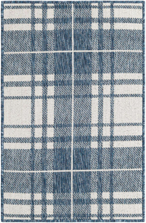 Blue 2' x 3' 1 Outdoor Checkered Rectangle Area Rug Weather Resistant for Patio, Deck, Terrace, Balcony, Porch 100% Polypropylene Geometric Carpet for Sale at Rug Engine