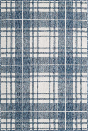 Blue 4' 1 x 6' 1 Outdoor Checkered Rectangle Area Rug Weather Resistant for Patio, Deck, Terrace, Balcony, Porch 100% Polypropylene Geometric Carpet for Sale at Rug Engine