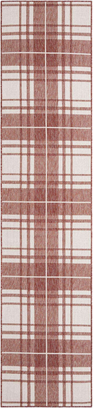 Red 2' 7 x 12' Outdoor Checkered Runner Area Rug Weather Resistant for Patio, Deck, Terrace, Balcony, Porch 100% Polypropylene Geometric Carpet for Sale at Rug Engine