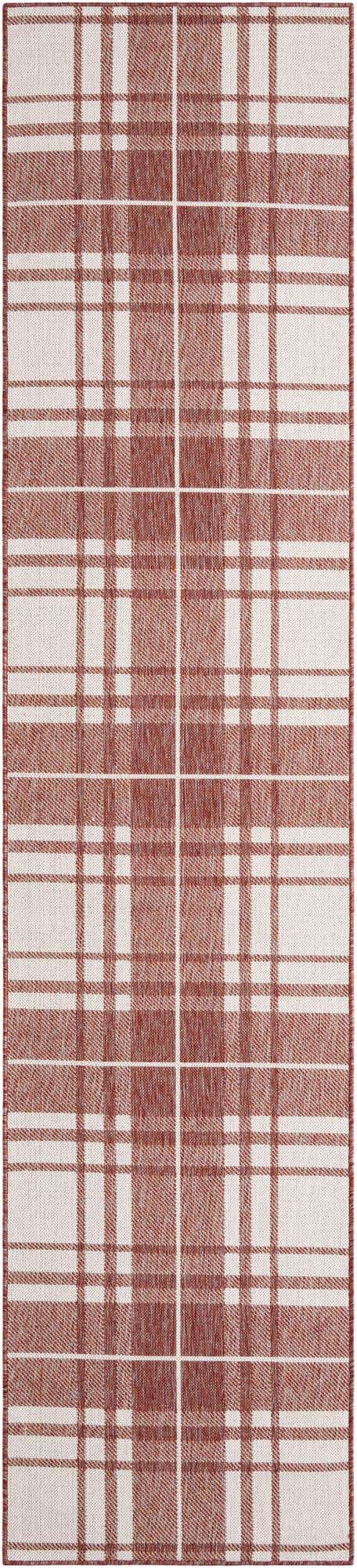Red 2' 7 x 12' Outdoor Checkered Runner Area Rug Weather Resistant for Patio, Deck, Terrace, Balcony, Porch 100% Polypropylene Geometric Carpet for Sale at Rug Engine
