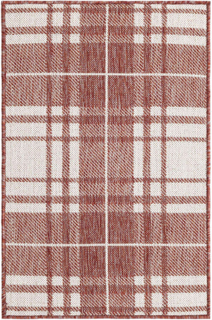Red 2' x 3' 1 Outdoor Checkered Rectangle Area Rug Weather Resistant for Patio, Deck, Terrace, Balcony, Porch 100% Polypropylene Geometric Carpet for Sale at Rug Engine