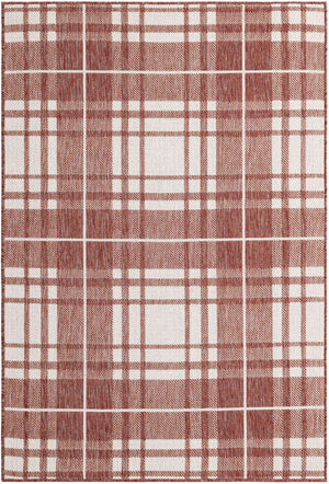 Red 4' 1 x 6' 1 Outdoor Checkered Rectangle Area Rug Weather Resistant for Patio, Deck, Terrace, Balcony, Porch 100% Polypropylene Geometric Carpet for Sale at Rug Engine