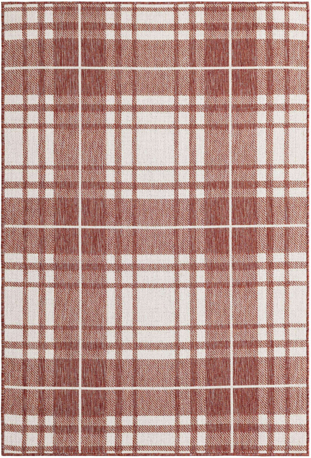 Red 4' 1 x 6' 1 Outdoor Checkered Rectangle Area Rug Weather Resistant for Patio, Deck, Terrace, Balcony, Porch 100% Polypropylene Geometric Carpet for Sale at Rug Engine
