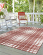 Red 9' x 12' Outdoor Checkered Rectangle Rug