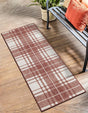 Red 2' x 6' 1 Outdoor Checkered Runner Area Rug Weather Resistant for Patio, Deck, Terrace, Balcony, Porch 100% Polypropylene Geometric Carpet for Sale at Rug Engine