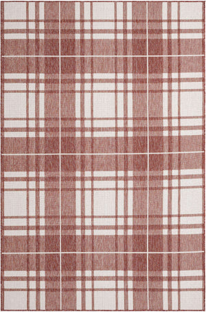 Red 6' 1 x 9' Outdoor Checkered Rectangle Area Rug Weather Resistant for Patio, Deck, Terrace, Balcony, Porch 100% Polypropylene Geometric Carpet for Sale at Rug Engine