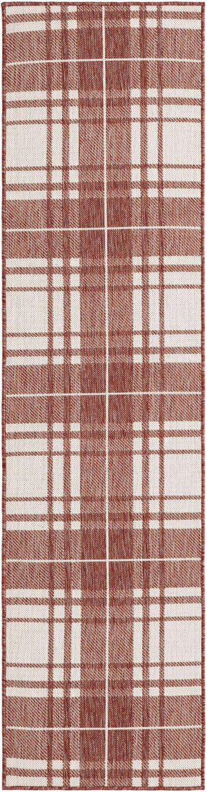 Red 2' x 8' Outdoor Checkered Runner Area Rug Weather Resistant for Patio, Deck, Terrace, Balcony, Porch 100% Polypropylene Geometric Carpet for Sale at Rug Engine