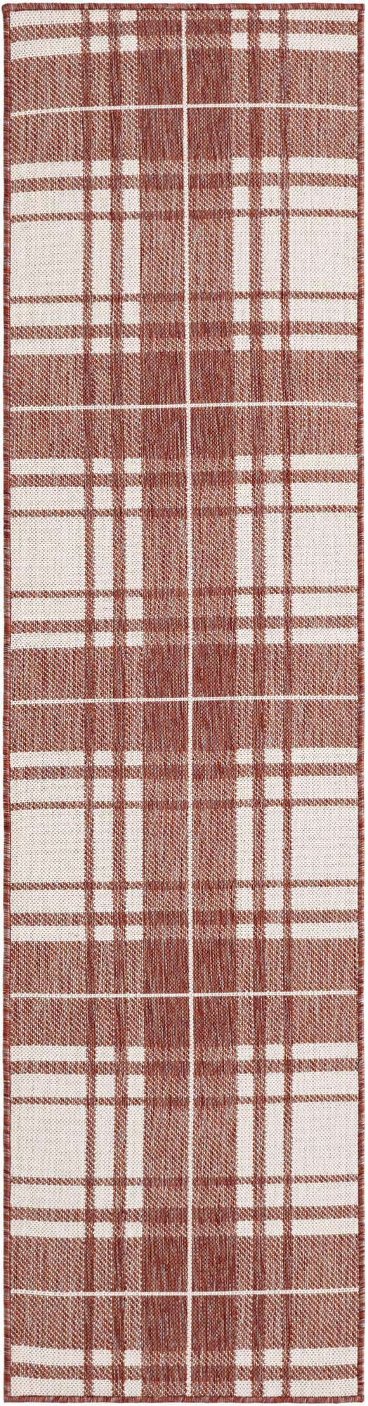 Red 2' x 8' Outdoor Checkered Runner Area Rug Weather Resistant for Patio, Deck, Terrace, Balcony, Porch 100% Polypropylene Geometric Carpet for Sale at Rug Engine