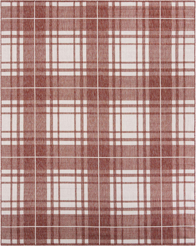 Red 7' 10 x 10' Outdoor Checkered Rectangle Area Rug Weather Resistant for Patio, Deck, Terrace, Balcony, Porch 100% Polypropylene Geometric Carpet for Sale at Rug Engine