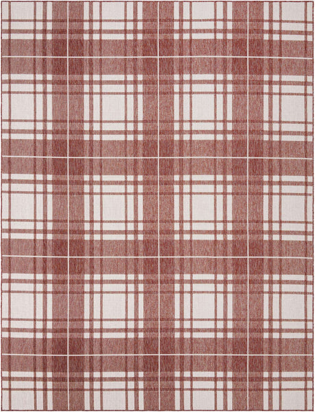 Red 9' x 12' Outdoor Checkered Rectangle Rug